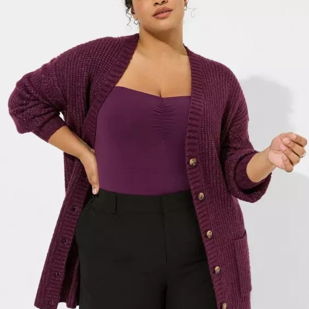 Torrid Deep Purple Button-Up Cardigan